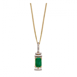 EMERALD/10 DIAMONDS PENDANT CHAIN